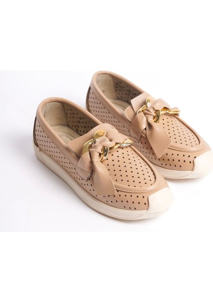 Lydıa Bağcıksız Ortopedik Rahat Taban Kalp Desenli Kadın Babet Ayakkabı Kt - Ten fırsatları