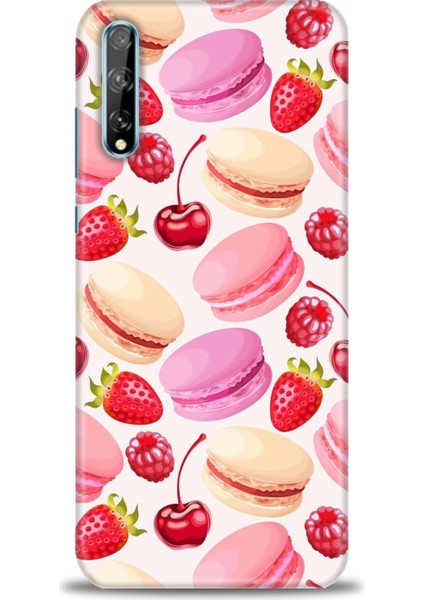 Huawei P Smart S Kılıf Hd Baskılı - Makaron ve Çilekler
