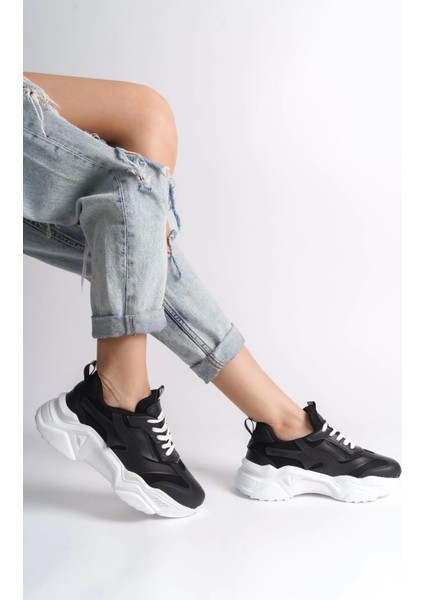 Tokyo Bağcıklı Ortopedik Taban Triko Detaylı Kadın Spor Ayakkabı Bt - Siyah modelleri