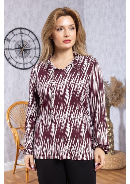 Kadın Yeni Model Yüksek Kalite Orta Yaş Anne Penye Bluz 6535