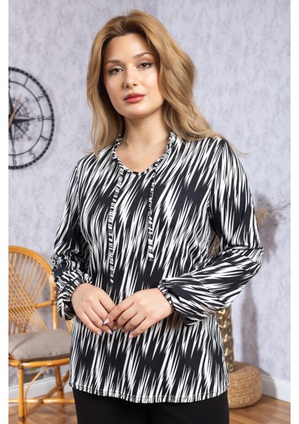 Kadın Yeni Model Yüksek Kalite Orta Yaş Anne Penye Bluz 6535 indirimleri