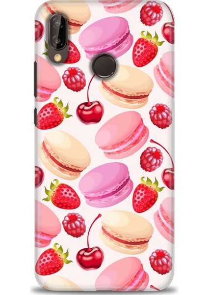 Huawei P20 Lite Kılıf Hd Baskılı - Makaron ve Çilekler