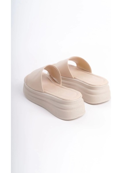 Alıce Düz Topuklu Kalın ve Ortopedik Taban Kadın Terlik Kt - Krem indirimleri