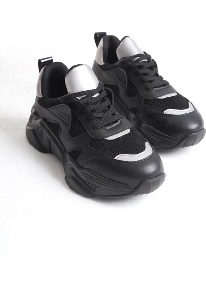Tokyo Bağcıklı Ortopedik Taban Triko Detaylı Kadın Spor Ayakkabı St - Siyah/gri indirimleri