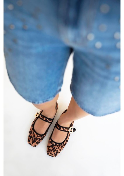 Darla Yan Ithal Toka Detaylı Kadın Babet Leopar fiyatları