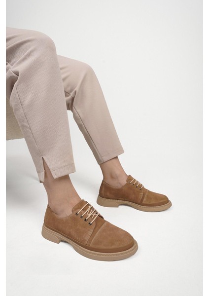 Angel Deri Nubuk Lastik Bağcık Detaylı Leofer Kadın Ayakkabı Taba fiyatları