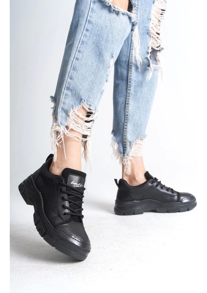 Jane Bağcıklı Ortopedik Taban Kadın Sneaker Spor Ayakkabı St - Siyah fiyatları