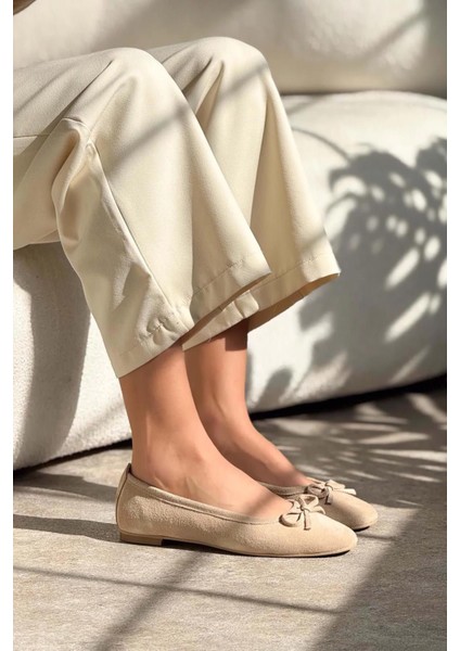 Effie Fiyonklu Deri Süet Kadın Babet Bej fırsatları