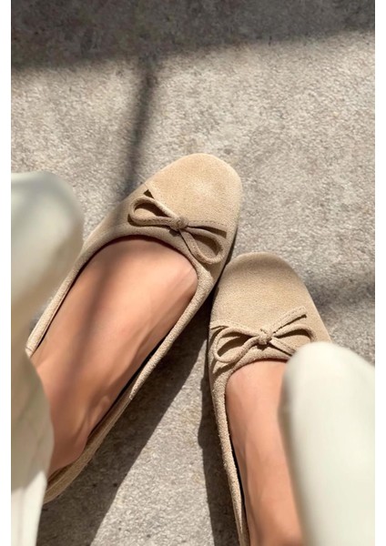 Effie Fiyonklu Deri Süet Kadın Babet Bej indirimleri