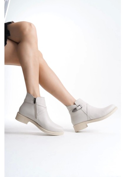 Almıla Fermuarlı Lastikli Ortopedik Taban Topuklukadın Bot Kt - Krem fiyatları