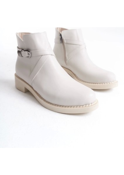 Almıla Fermuarlı Lastikli Ortopedik Taban Topuklukadın Bot Kt - Krem fırsatları