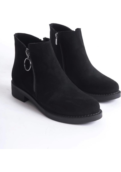 Margaret Fermuarlı Ortopedik Taban Topuklu Süet Kadın Bot St - Siyah fırsatları