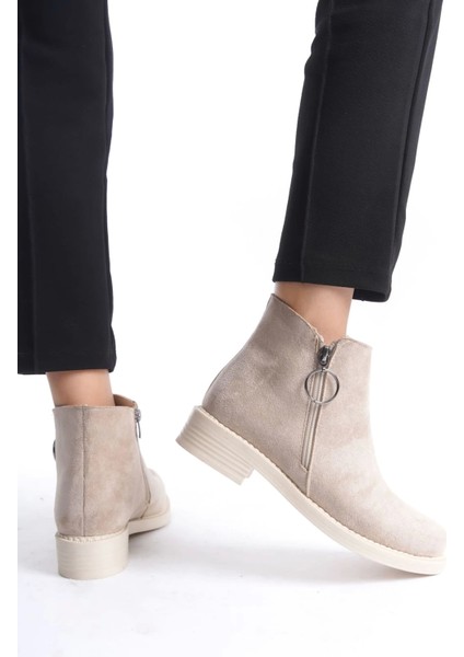 Margaret Fermuarlı Ortopedik Taban Topuklu Süet Kadın Bot Tt - Ten modelleri