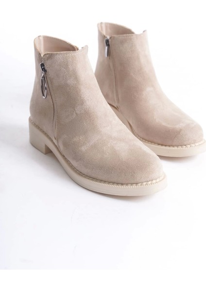 Margaret Fermuarlı Ortopedik Taban Topuklu Süet Kadın Bot Tt - Ten fırsatları