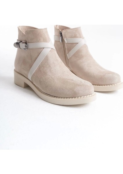 Almıla Fermuarlı Lastikli Ortopedik Taban Topuklu Süet Kadın Bot Tt - Ten fırsatları