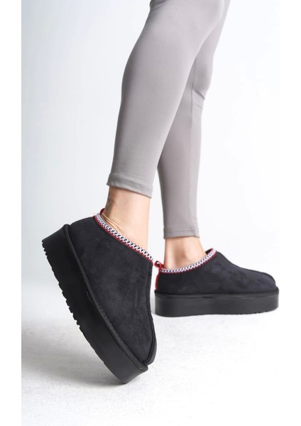 Leıla Bağcıksız Düz ve Kalın Taban Içi Kürklü Kısa Süet Kadın Bot St - Siyah fiyatları