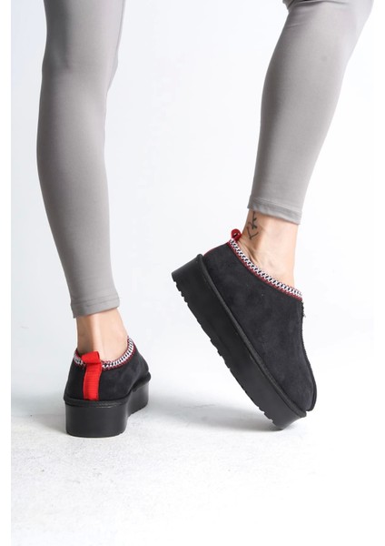 Leıla Bağcıksız Düz ve Kalın Taban Içi Kürklü Kısa Süet Kadın Bot St - Siyah fırsatları