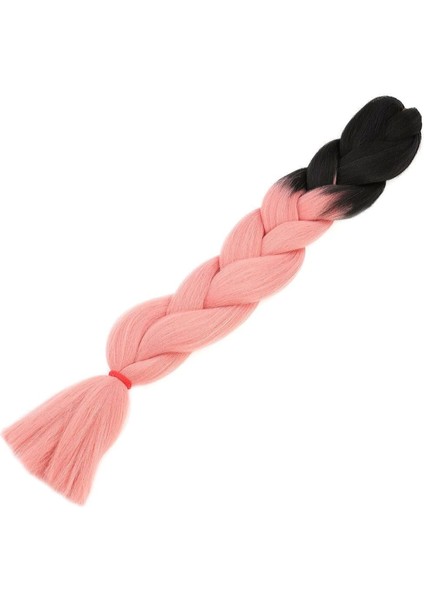 Afrika Örgülük Sentetik Ombreli Saç 100 gr - Siyah / Pudra Pembe