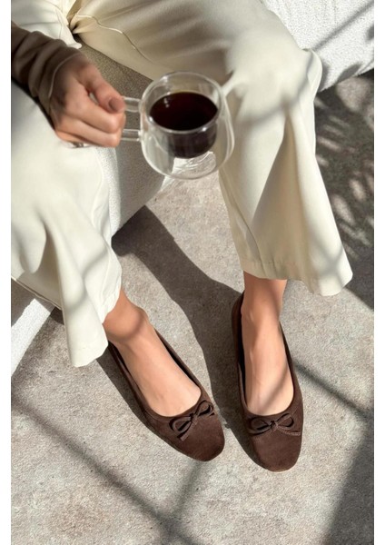 Effie Fiyonklu Deri Süet Kadın Babet Kahve modelleri