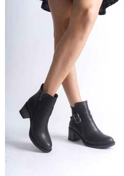 Noemı Tokalı Fermuarlı Ortopedik Taban Topuklukadın Bot St - Siyah modelleri