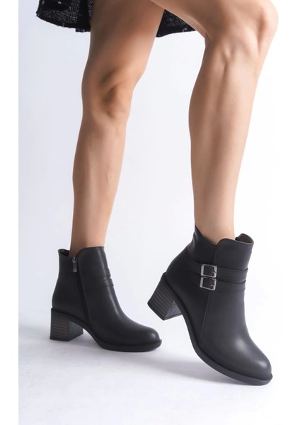 Noemı Tokalı Fermuarlı Ortopedik Taban Topuklukadın Bot St - Siyah fırsatları