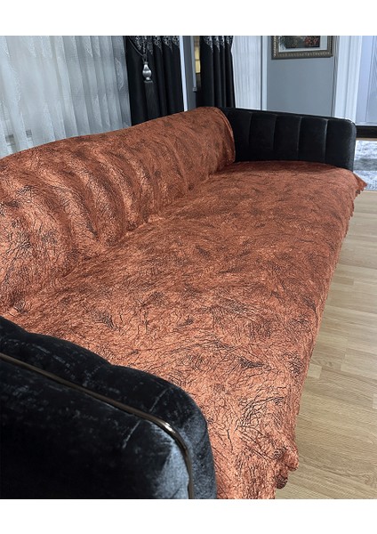 Koltuk Çekyat Örtüsü Kiremit Damar Desenli Kaymaz Taban Süngerli Üst Kumaş Kadife 170 x 210