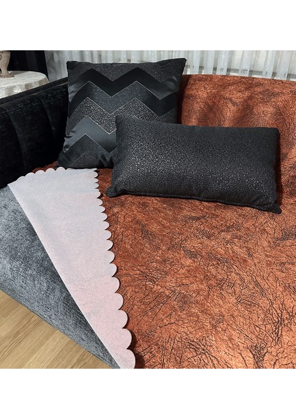 Koltuk Çekyat Örtüsü Kiremit Damar Desenli Kaymaz Taban Süngerli Üst Kumaş Kadife 170 x 210 modelleri