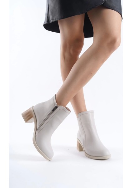 Larıssa Fermuarlı Ortopedik Taban Topuklukadın Bot Kt - Krem fiyatları