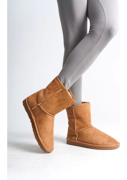 Selına Bağcıksız Düz Taban Içi Kürklü Süet Kadın Bot Tt - Taba modelleri