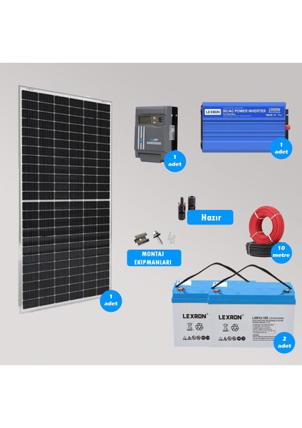 Mini Bağ Evi ve Karavan Solar Güneş Enerji Sistemi 2500W Depolama