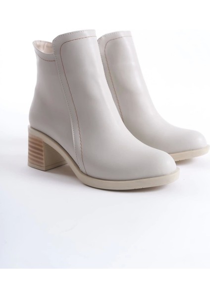 Larıssa Fermuarlı Ortopedik Taban Topuklukadın Bot Kt - Krem fırsatları