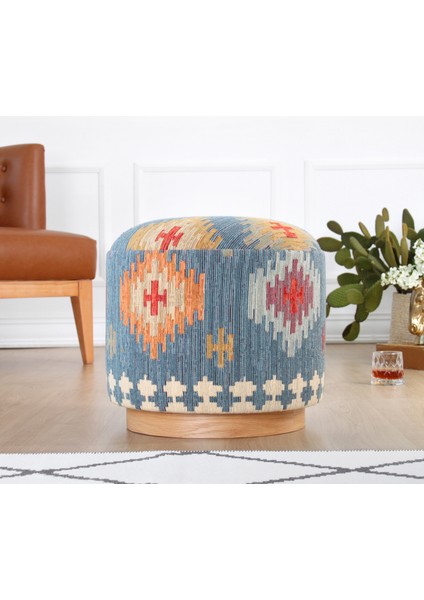 Ferruz Kilim Puf-Mavi