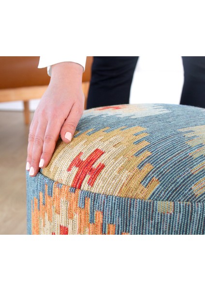 Ferruz Kilim Puf-Mavi