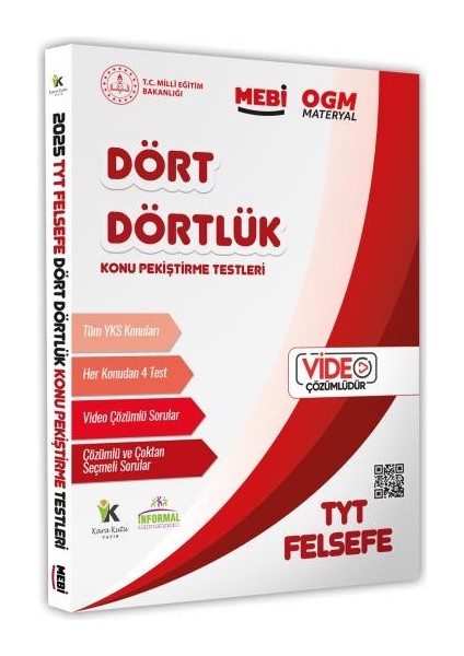 2025 Yks-Tyt Mebi-Ogm Dört Dörtlük Felsefe Pekiştirme Testi Renkli Soru Bankası Video Çözümlü