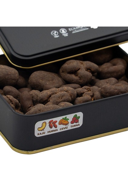 El'amore Şeker Ilavesiz, Glütensiz, Vegan Mix Bitter Çikolata - Küçük Kare Metal Kutu, 150 gr modelleri