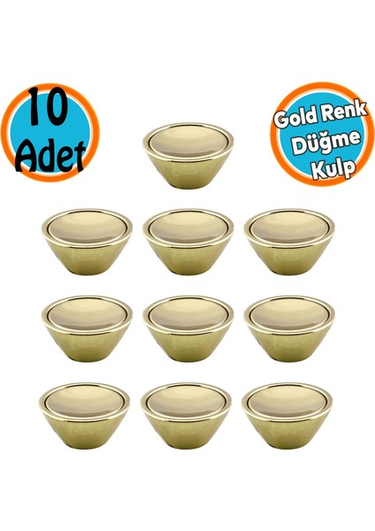 Mobilya Mutfak Dolap Dolabı Çekmece Kulpu Kulbu Plastik Altın Tek Vidalı Kulp Düğme Gold 10 Adet