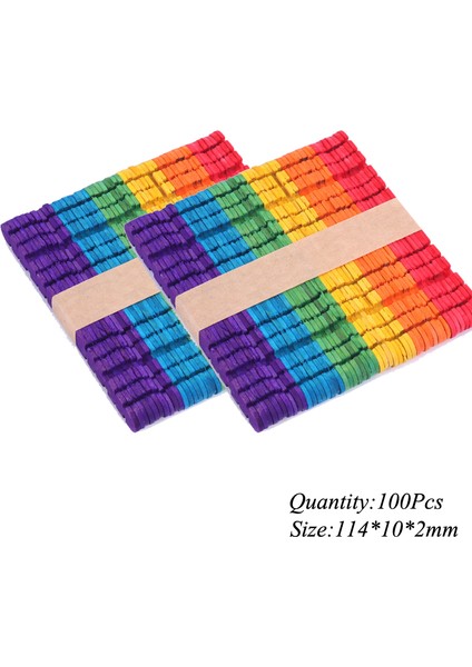 100 Adet Csjc 114MM Tarzı Renkli Ahşap Dondurma Çubukları Doğal Ahşap Dondurma Çubukları Çocuklar Için (Yurt Dışından)