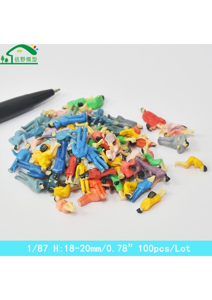 1-87 100 Adet Tarzı Pcslot Mimarlık Bina Minyatür Renkli Insanlar Plastik Tren Demiryolu Manzara Düzenleri Ölçek Model Figürler (Yurt Dışından)