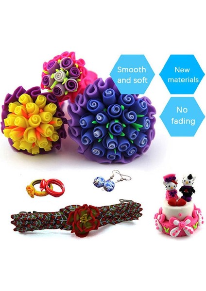 24COLORS14TOOLS Stili Renkler Polimer Kil Fimo Kendin Yap Yumuşak Kil Seti Kalıp El Sanatları Fırın Kil Blokları Montessori Erken Eğitim Oyuncakları Çocuklar Için (Yurt Dışından)