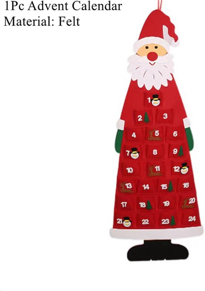 Stil-1 Stili Gerisayım Noel Baba Keçe Advent Takvimi Noel Ağacı Asılı Kolye Noel Süsü Ev Parti Süsleri Hediye (Yurt Dışından)