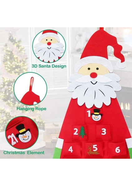 Stil-1 Stili Gerisayım Noel Baba Keçe Advent Takvimi Noel Ağacı Asılı Kolye Noel Süsü Ev Parti Süsleri Hediye (Yurt Dışından)