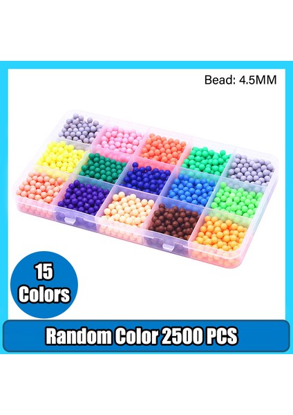 15RENK 2500 Adet Tarzı 4.5mm Antistres Boncuk Sevimli Yaratıcı Sihir Dolgu Bulmaca Aquabeads Su Püskürtme Boncuk Set Top Çocuk Oyunları 3D Kendin Yap Eğitim (Yurt Dışından)