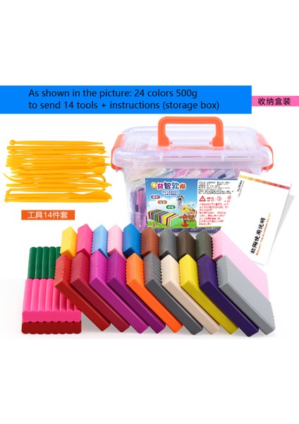 24 Renk A Stili Polimer Kil Fimo Kendin Yap Yumuşak Renkli Çamur Set Kalıp El Sanatları Fırında Pişirme Kil Blokları Erken Eğitim Oyuncak Plastikineler ile Araç Kutusu (Yurt Dışından)
