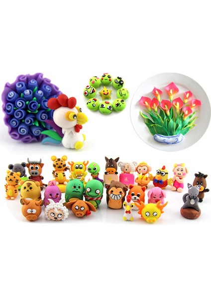 24 Renk A Stili Polimer Kil Fimo Kendin Yap Yumuşak Renkli Çamur Set Kalıp El Sanatları Fırında Pişirme Kil Blokları Erken Eğitim Oyuncak Plastikineler ile Araç Kutusu (Yurt Dışından)