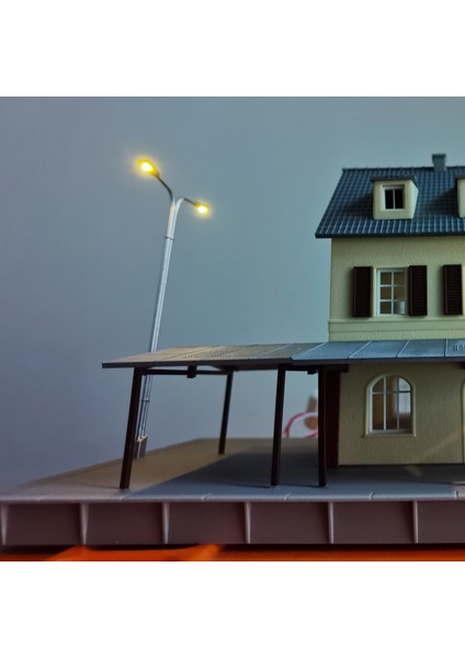 3 Adet N0.3 80MM Tt C Stili 3 Adet Lamba Direği Model Lambalar Ho N Ölçek Tek Iki Başlı LED Işık Tren Demiryolu Sokak Lambaları 12V Bulvar Otoyol Park Düzeni (Yurt Dışından)