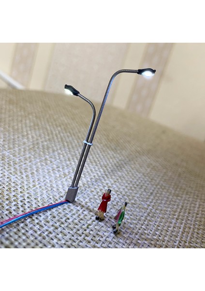 3 Adet N0.3 80MM Tt C Stili 3 Adet Lamba Direği Model Lambalar Ho N Ölçek Tek Iki Başlı LED Işık Tren Demiryolu Sokak Lambaları 12V Bulvar Otoyol Park Düzeni (Yurt Dışından)