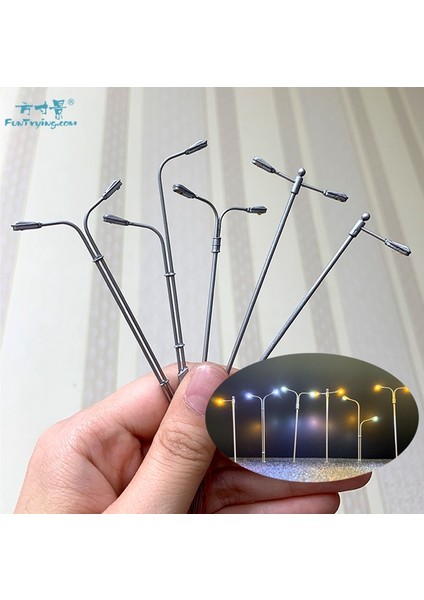 3 Adet N0.7 55MM Nc Stili 3 Adet Lamba Direği Model Lambalar Ho N Ölçek Tek Iki Başlı LED Işık Tren Demiryolu Sokak Lambaları 12V Bulvar Otoyol Park Düzeni (Yurt Dışından)