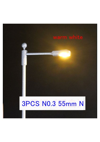 3 Adet N0.3 55MM Nw Stili 3 Adet Lamba Direği Model Lambalar Ho N Ölçek Tek Iki Başlı LED Işık Tren Demiryolu Sokak Lambaları 12V Bulvar Otoyol Park Düzeni (Yurt Dışından)