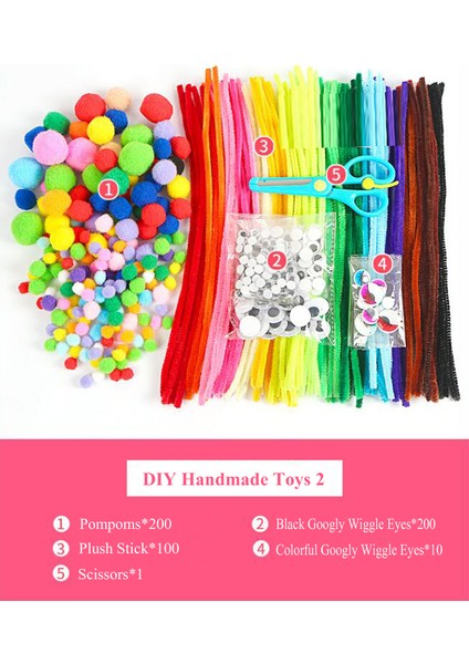 No.3 Tarzı El Yapımı Oyuncak Seti Dondurma Çubukları Peluş Çubuk Pom Pomlar Gözler Çocuklar Için Yaratıcı El Yapımı Malzeme Paketi Gyh (Yurt Dışından)