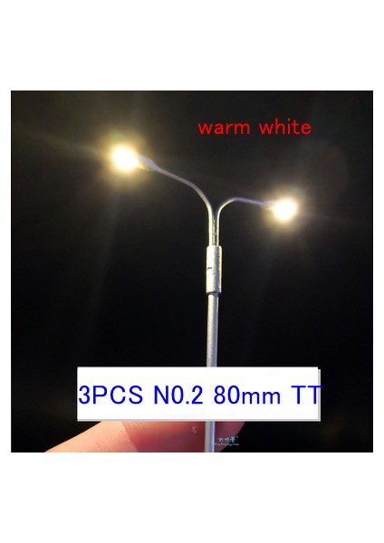 3 Adet N0.2 80MM Tt W Stili 3 Adet Lamba Direği Model Lambalar Ho N Ölçek Tek Iki Başlı LED Işık Tren Demiryolu Sokak Lambaları 12V Bulvar Otoyol Park Düzeni (Yurt Dışından)